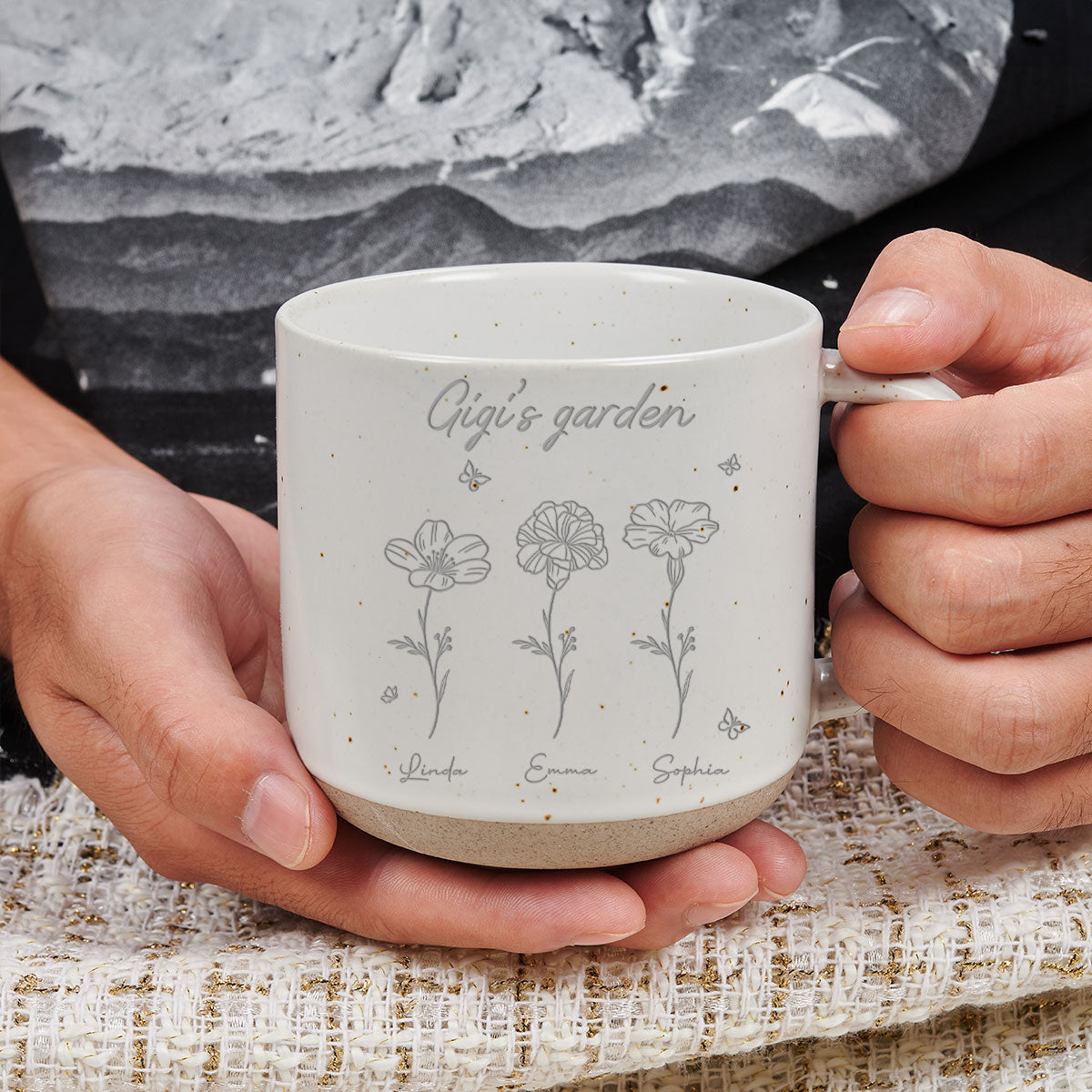 Nana Garden - Personalized Custom Engraved Pottery Mug